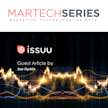 Issuu logo and CEO's name on a background with an analytical graph